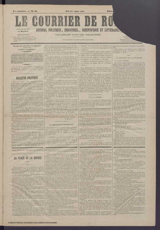 Courrier de Roanne du 27 juin 1869