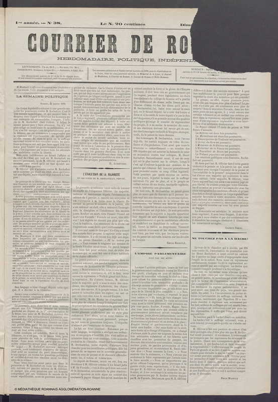 Courrier de Roanne du 23 janvier 1870