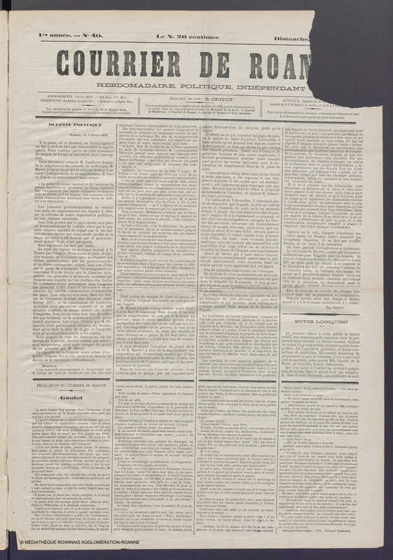 Courrier de Roanne du 6 février 1870