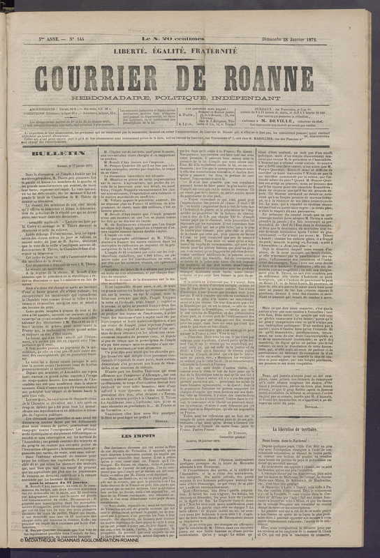 Courrier de Roanne du 28 janvier 1872