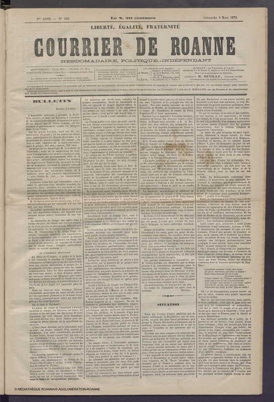 Courrier de Roanne du 3 mars 1872