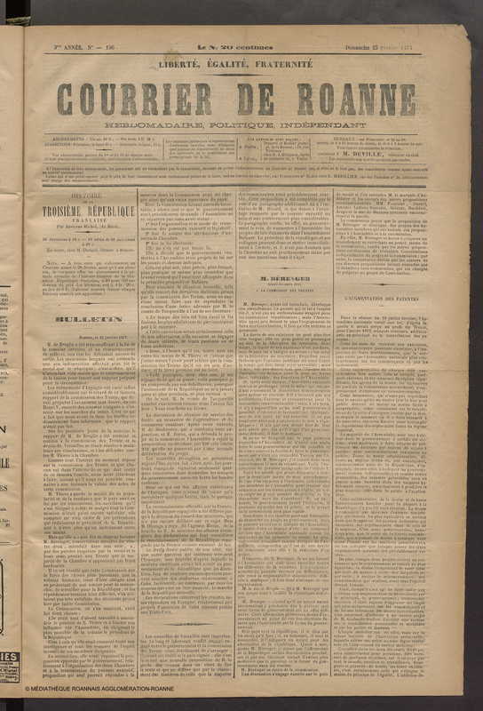 Courrier de Roanne du 23 février 1873