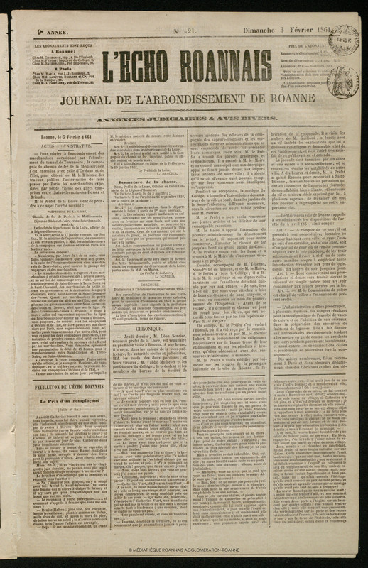 L'Écho Roannais du 03 février 1861