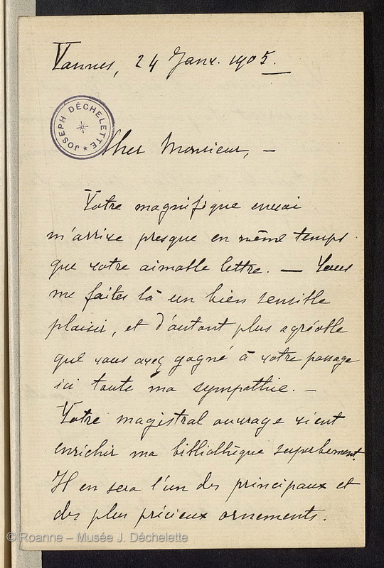 AVENEAU DE LA GRANCIERE, Paul François Marie (Lettre 05 du 24/01/1905)