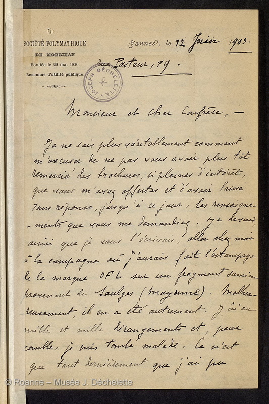 AVENEAU DE LA GRANCIERE, Paul François Marie (Lettre 02 du 12/06/1903)