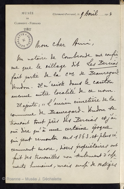 AUDOLLENT, Auguste (Lettre 33 du 09/04/1914)