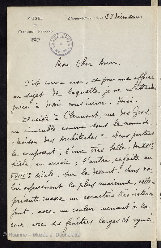 AUDOLLENT, Auguste (Lettre 27 du 28/12/1911)