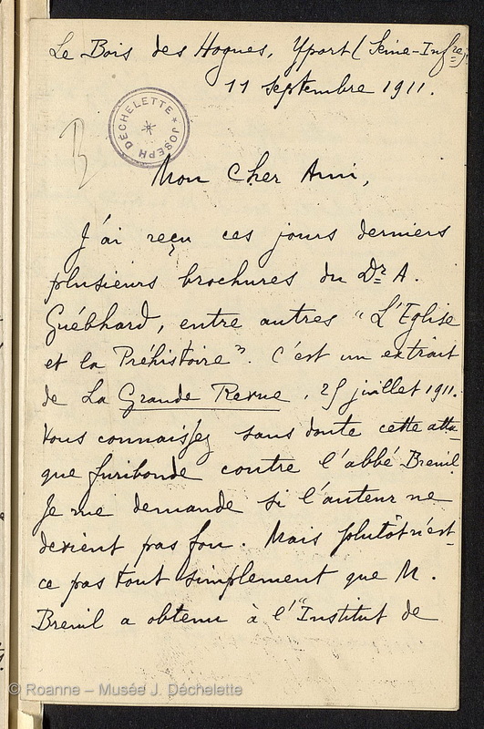 AUDOLLENT, Auguste (Lettre 25 du 11/09/1911)