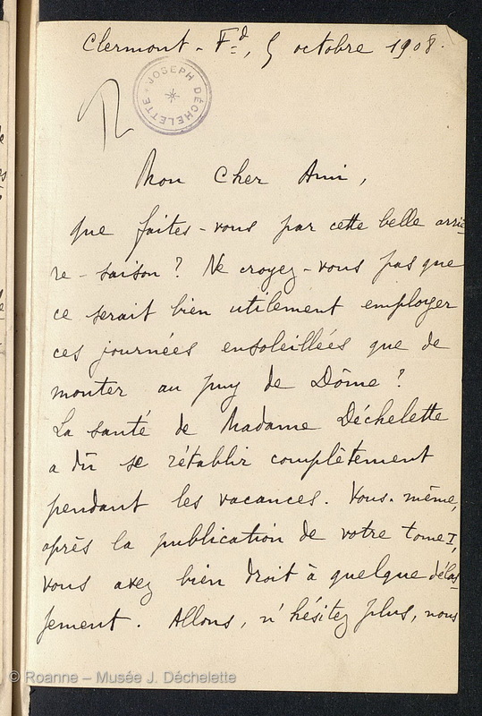 AUDOLLENT, Auguste (Lettre 16 du 05/10/1908)