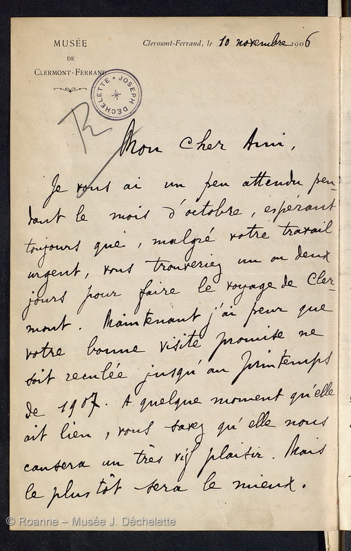 AUDOLLENT, Auguste (Lettre 10 du 10/11/1906)