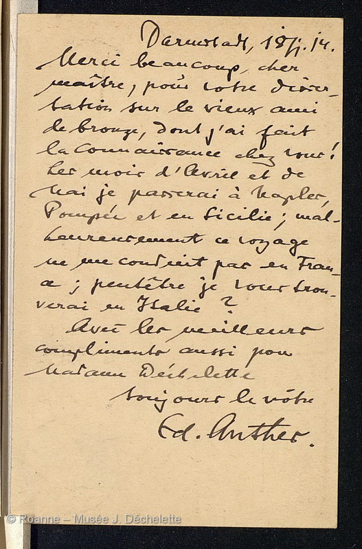 ANTHES, Eduard Georg (Lettre 13 du 18/01/1914)