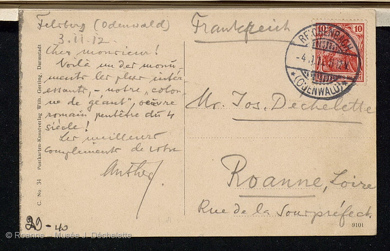 ANTHES, Eduard Georg (Lettre 12 du 03/11/1912)