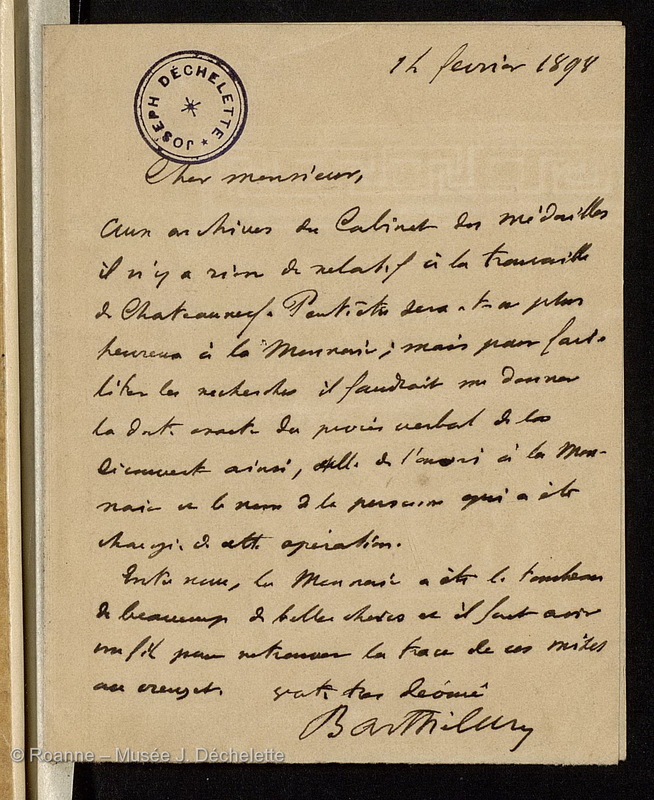 BARTHELEMY, Anatole de (Lettre 01 du 14/02/1898)