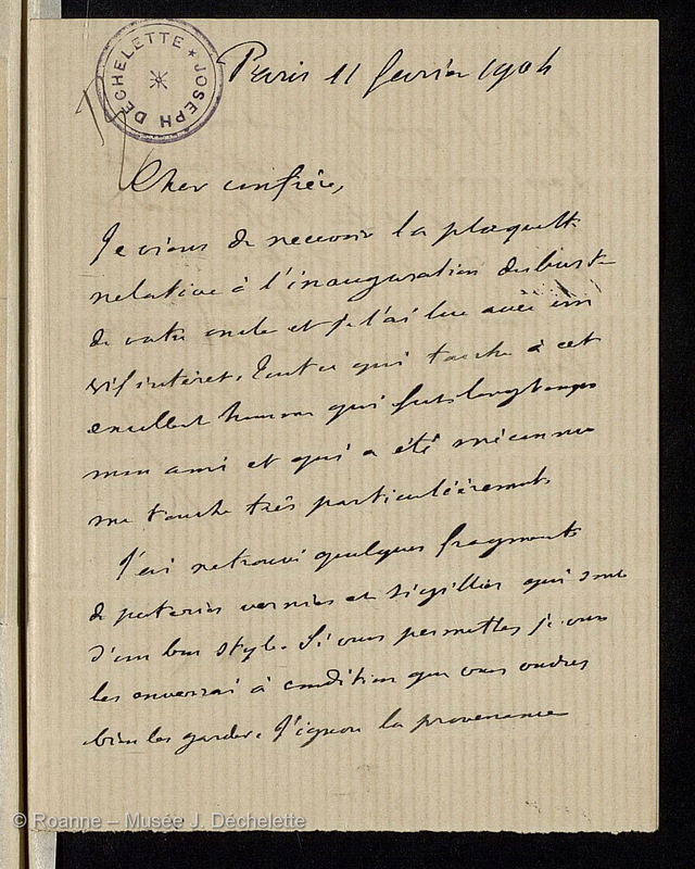 BARTHELEMY, Anatole de (Lettre 07 du 11/02/1904)
