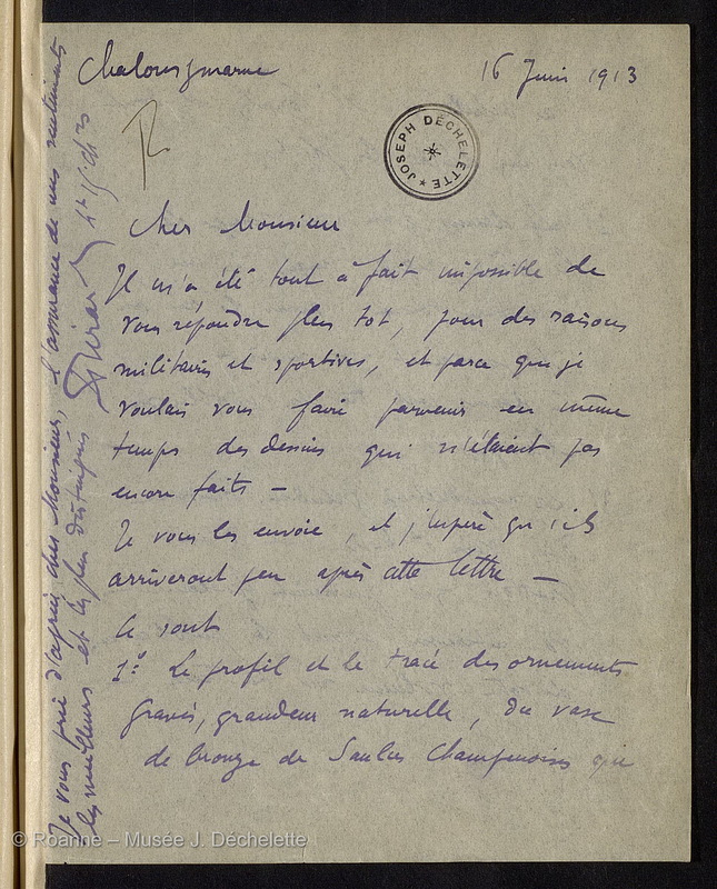 BERARD, Léon Henri Louis (Lettre 12 du 16/06/1913)