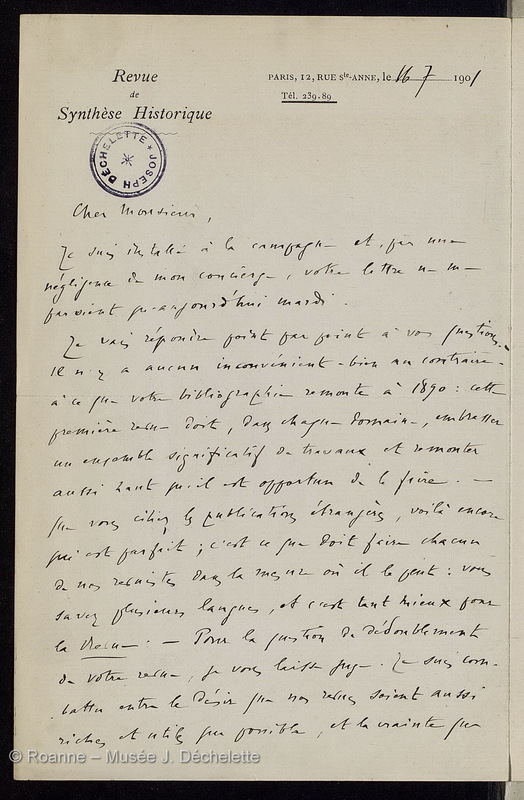 BERR, Henri (Lettre 3 du 16/07/1901)