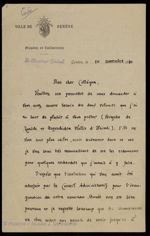 CARTIER, Alfred (Lettre 21 du 10/11/1910)