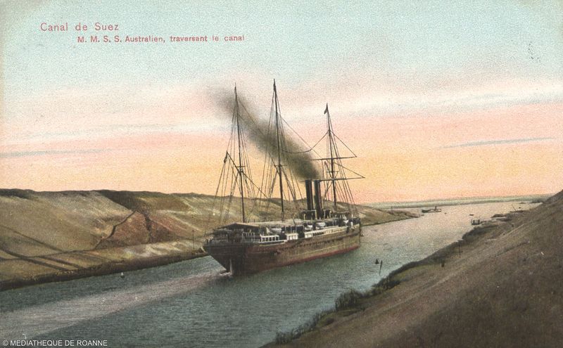 Canal de Suez - M.M.S.S. Australien, traversant le canal.