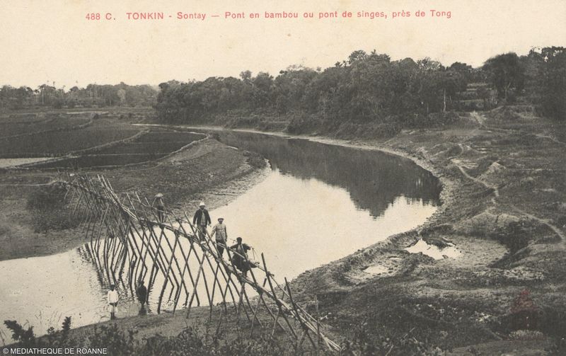 TONKIN - Sontay - Pont en bambou ou pont des singes, près de Tong.