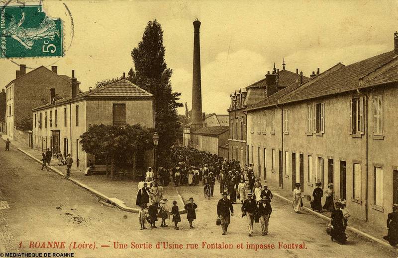 Roanne (Loire) - Une sortie d'usine - Rue Fontalon et Impasse Fontval