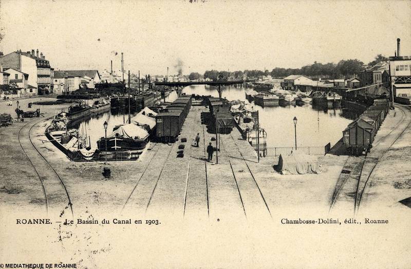 ROANNE - Le bassin du canal en 1903