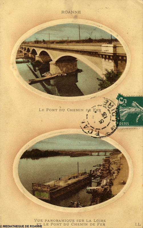 Roanne - Le pont du chemin de fer - Vue panoramique sur la Loire et le pont du chemin de fer