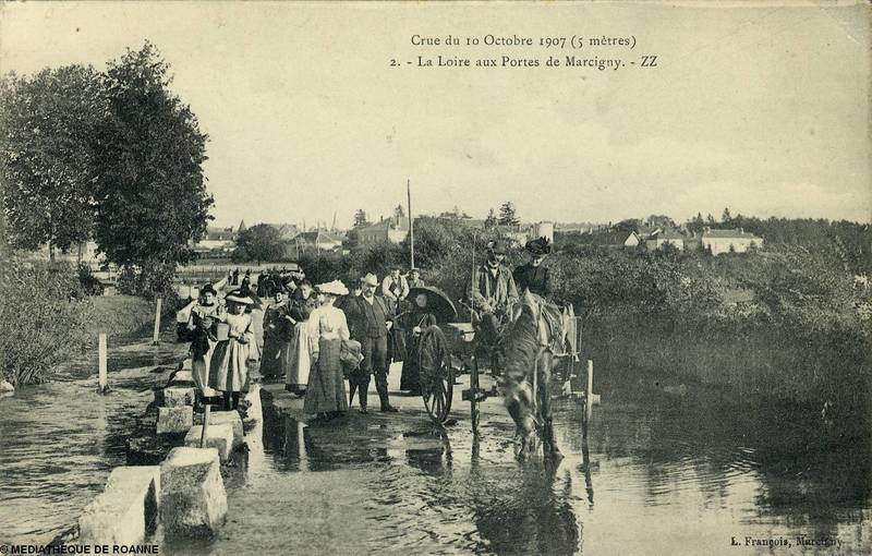 Crue du 10 octobre 1907 (5 mètres) - La Loire aux portes de Marcigny