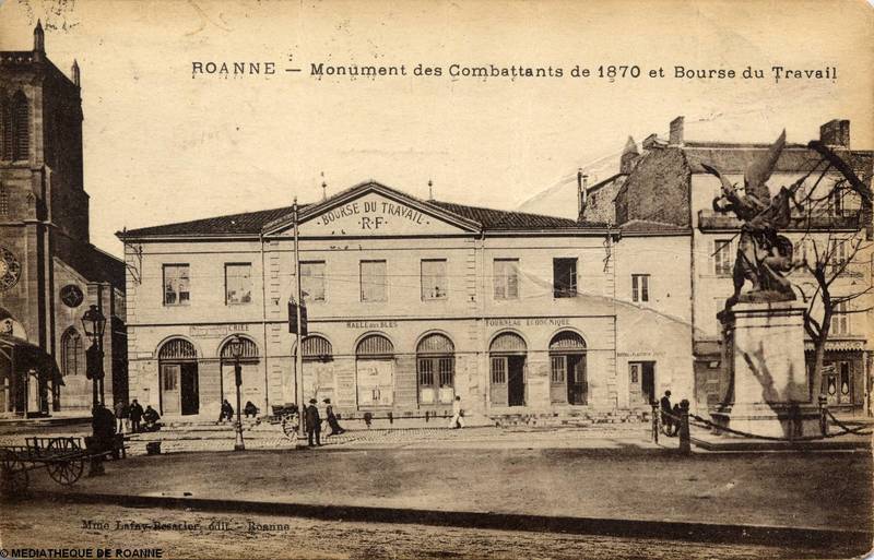 Roanne - Monument des Combattants de 1870 et Bourse du Travail