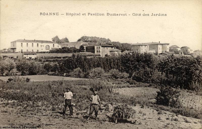 ROANNE - Hôpital et Pavillon Dumarest - Côté des jardins