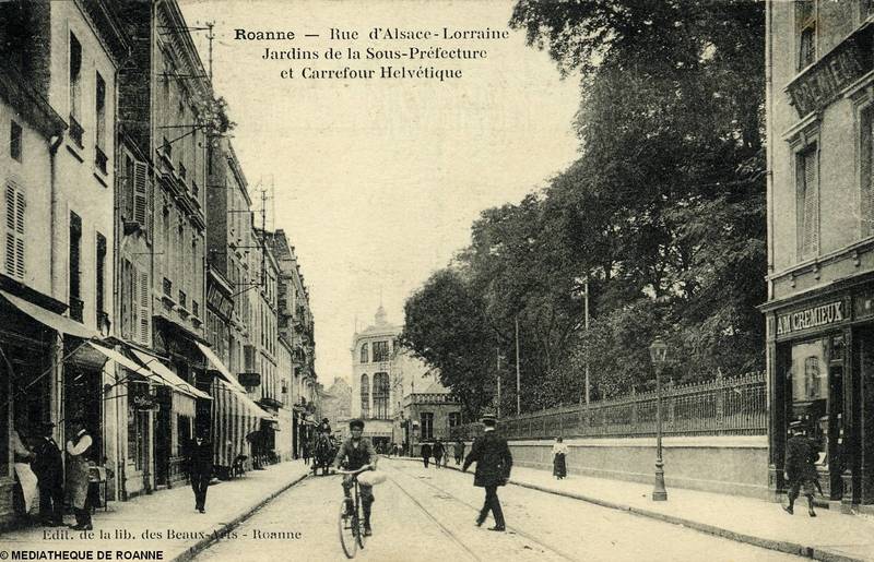 Roanne - Rue d'Alsace-Lorraine -Jardins de la Sous-Préfecture et Carrefour Helvétique
