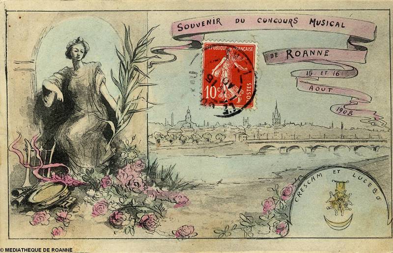 Souvenir du concours musical de Roanne - 15 et 16 août 1908