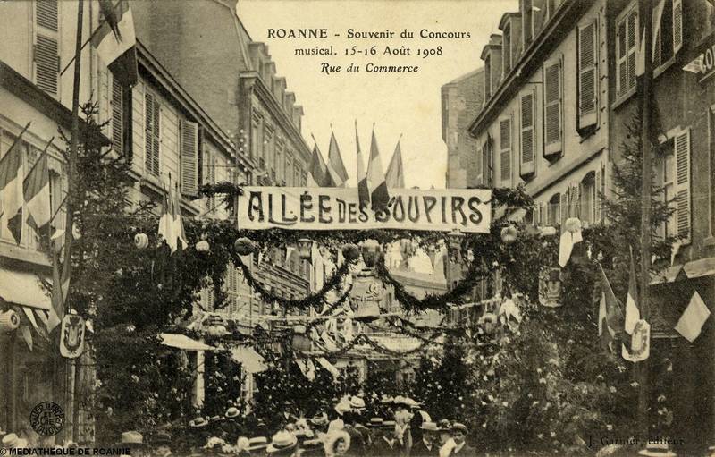 ROANNE - Souvenir du concours musical, 15-16 août 1908 - Rue du Commerce