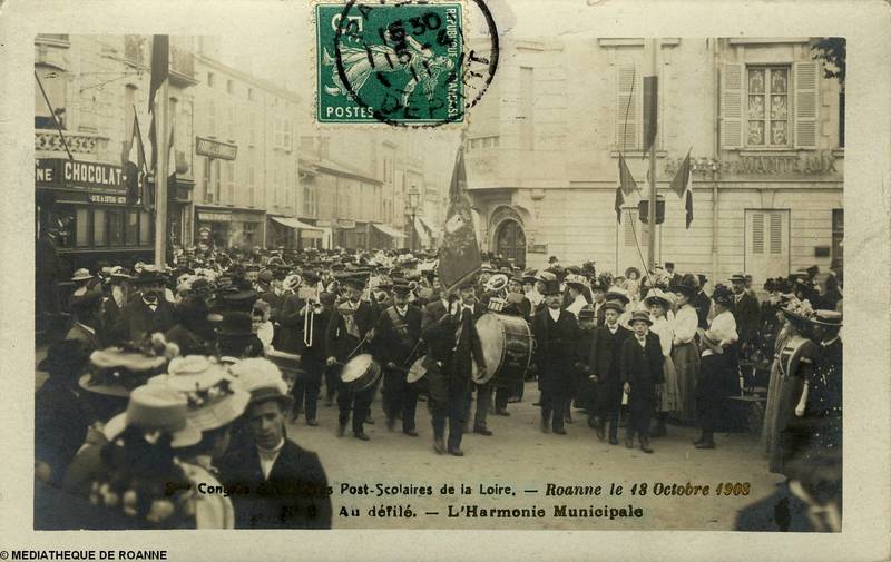 2eme congrès des oeuvres post-scolaires de la Loire - Roanne le 18 octobre 1908 - N° 6 - L'Harmonie Municipale