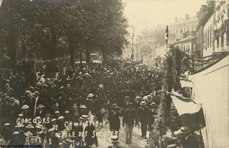 Concours de gymnastique - défilé des Sociétés - Roanne - juin 1906