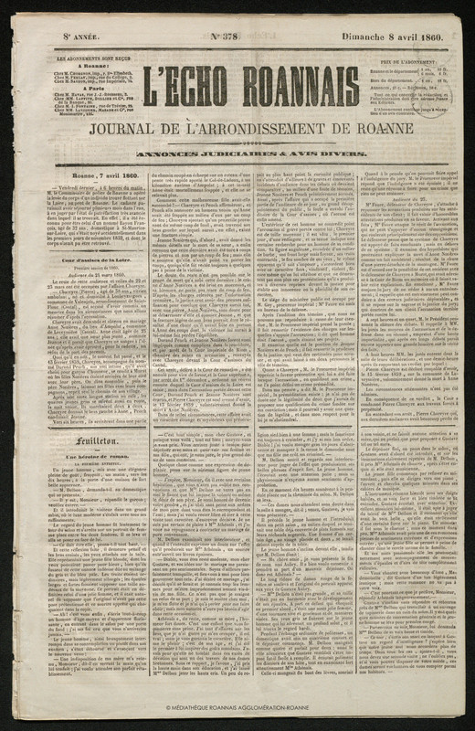 L'Écho Roannais du 08 avril 1860