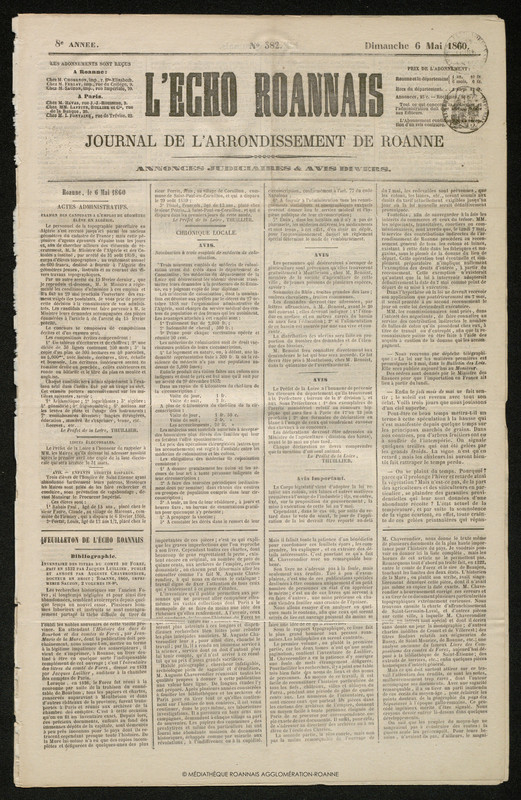 L'Écho Roannais du 06 mai 1860