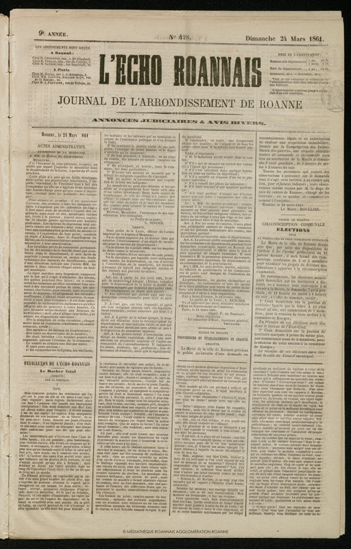 L'Écho Roannais du 24 mars 1861