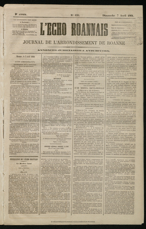 L'Écho Roannais du 07 avril 1861