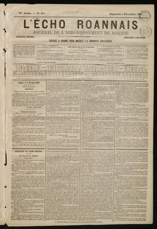 L'Écho Roannais du 04 décembre 1864