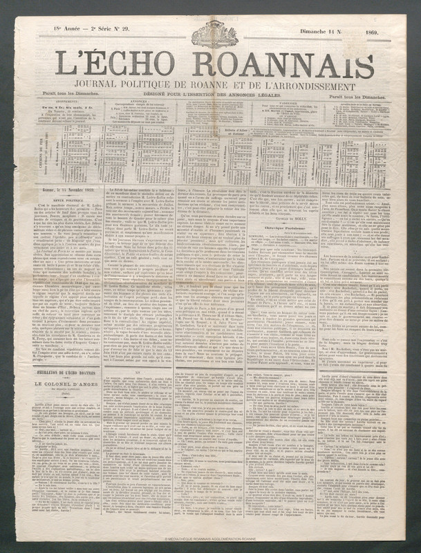 L'Écho Roannais du 14 novembre 1869