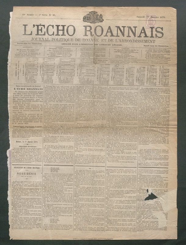 L'Écho Roannais du 01 janvier 1870