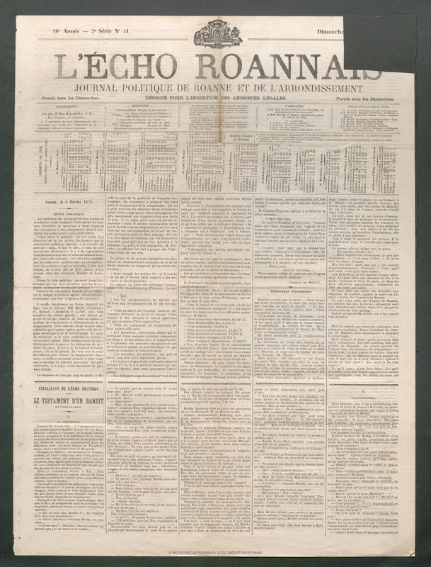 L'Écho Roannais du 06 février 1870