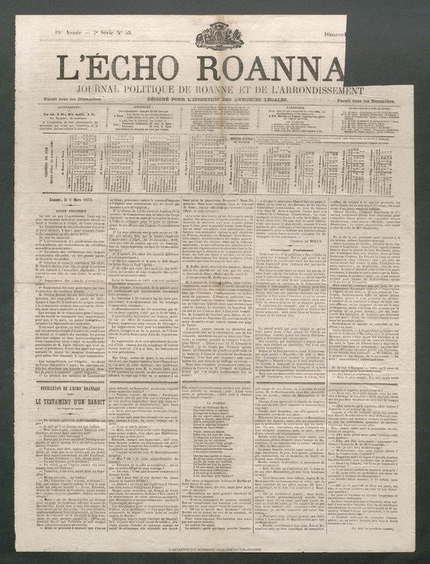 L'Écho Roannais du 06 mars 1870