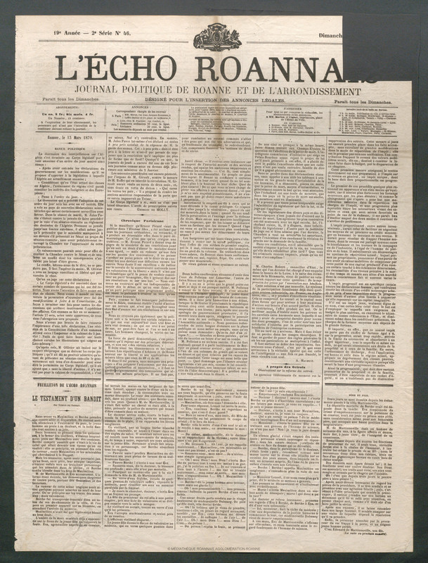 L'Écho Roannais du 13 mars 1870