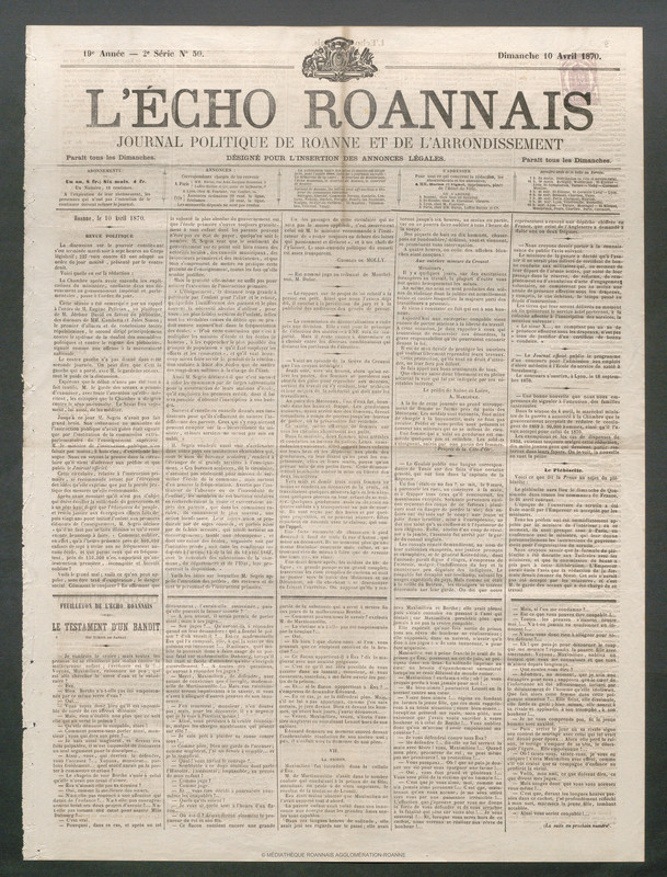 L'Écho Roannais 10 avril 1870