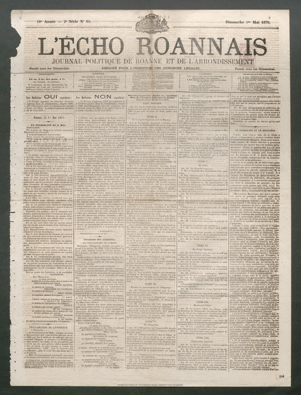 L'Écho Roannais du 01 mai 1870