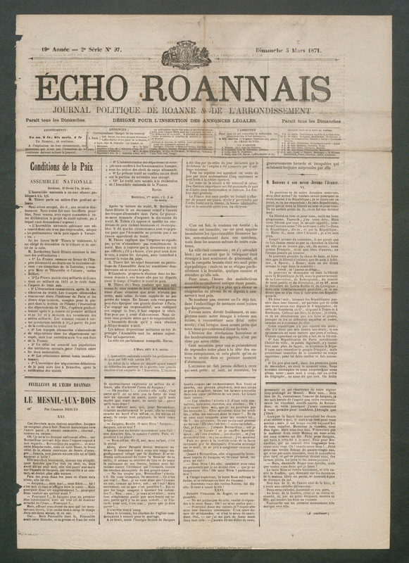 L'Écho Roannais du 05 mars 1871