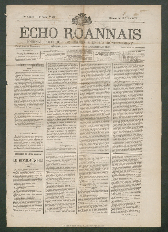 L'Écho Roannais du 12 mars 1871
