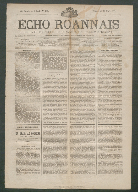 L'Écho Roannais du 26 mars 1871