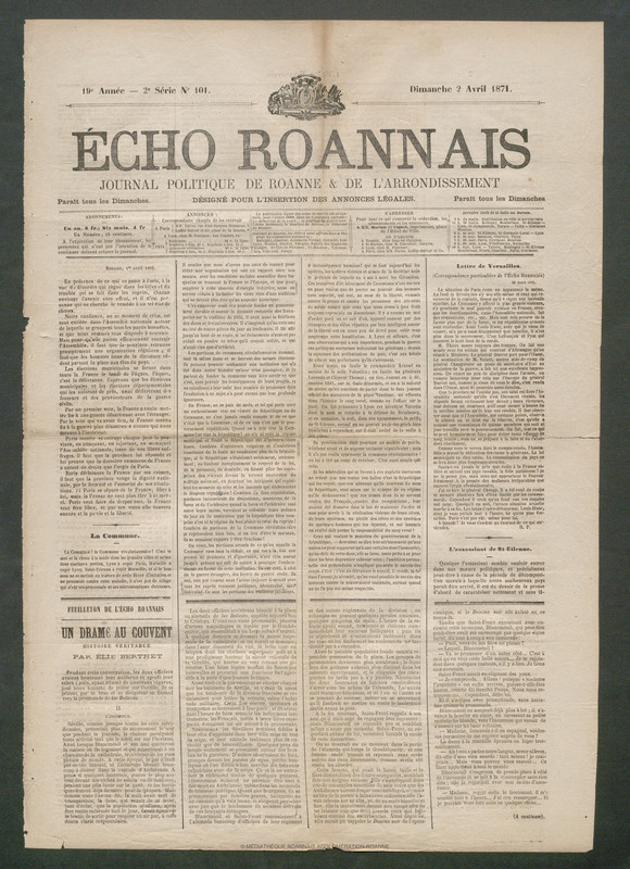L'Écho Roannais du 02 avril 1871
